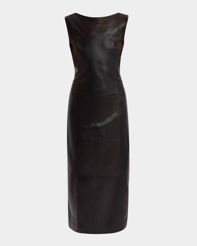 Long Leather Backless Dress